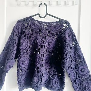 Italian Handmade Vintage Purple Crochet Sweatshirt